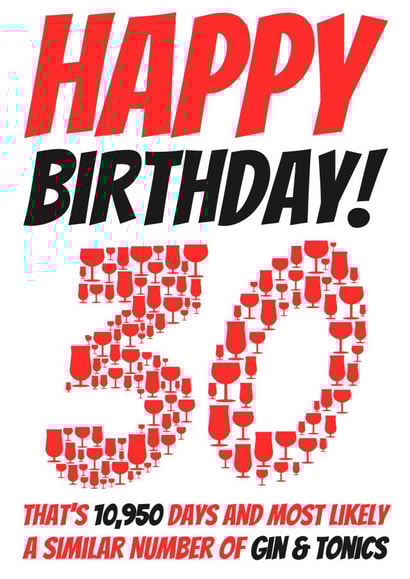 Funny Days and Gins 30th Birthday Card created by Simon
