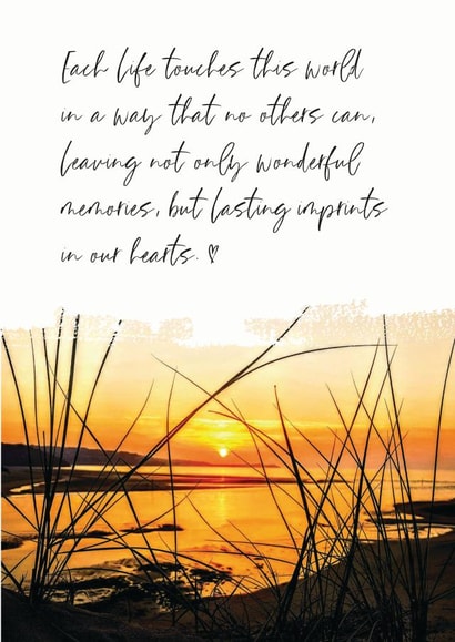 "Each life touches this world...." Sympathy and loss card. created by Di Mukerji