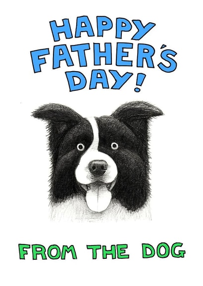 dog collie Father's Day Card 1956 created by Off The Leash Cartoons by Rupert Fawcett