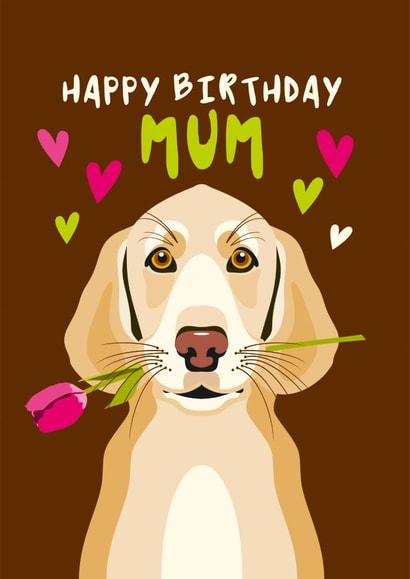 Golden Labrador Retriever Birthday Card for Mum created by Diva Doodle Designs
