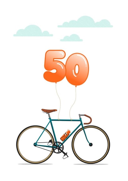 Roadbike 50th birthday card created by The Sunday Cyclist