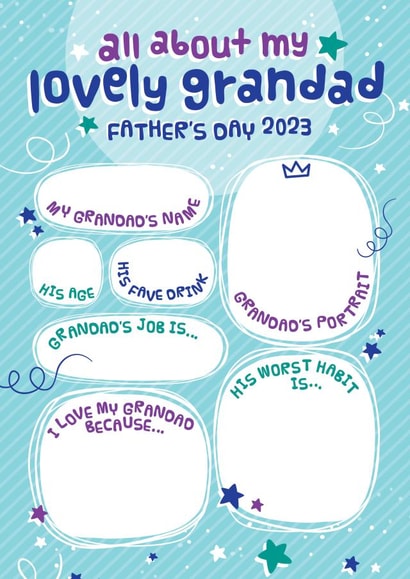 From The Grandchildren / Grandkids - Fill In The Blanks - Lovely Grandad - Father's Day Card created by Mrs Best Paper Co.