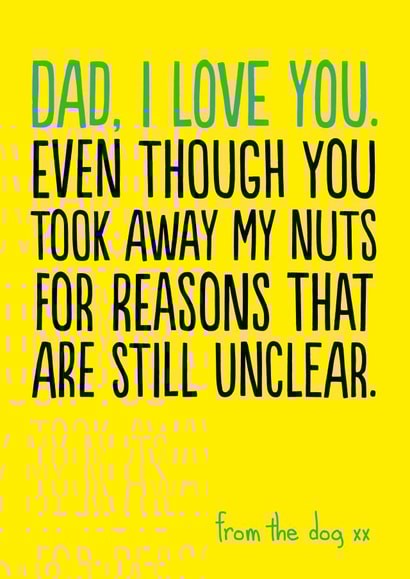 From the dog Father's Day card created by The Buddy Fernandez Card Co.