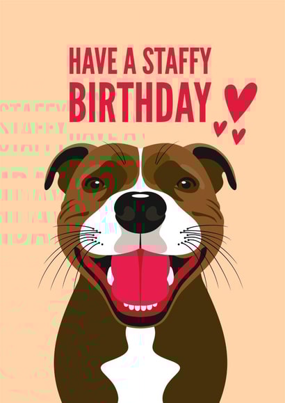 Staffordshire Bull Terrier Birthday Card created by Diva Doodle Designs