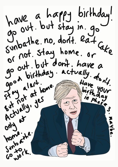 Boris Johnson themed card created by Eat the Moon