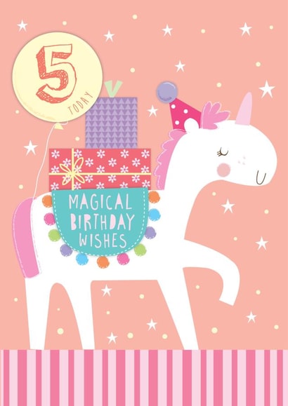 Magical Unicorn Wishes 5th birthday card created by Paper Yay