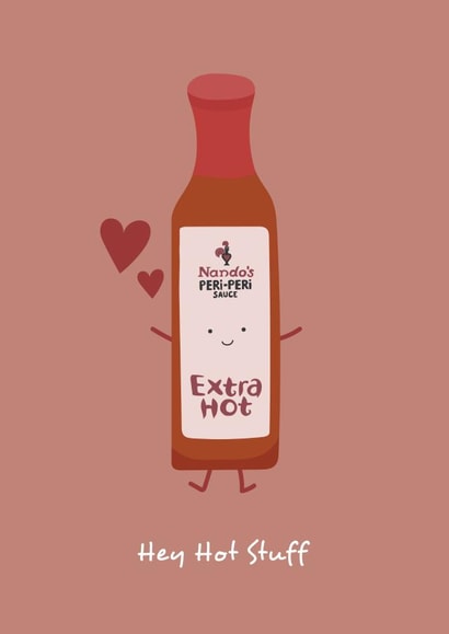 Cute Nandos Pun Anniversary Card - Peri Peri Sauce - Hey Hot Stuff created by emily.reevedesigns