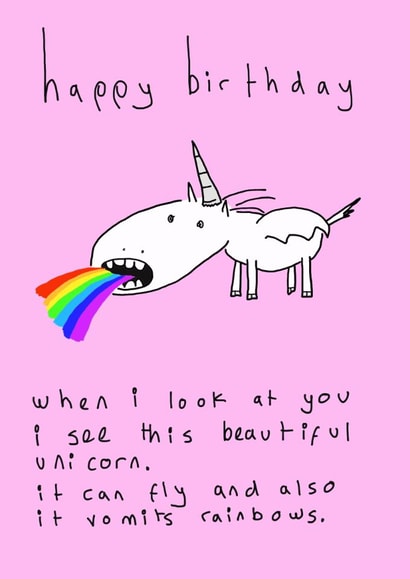 unicorn pink Birthday Card 16898 created by Tiger Fluff