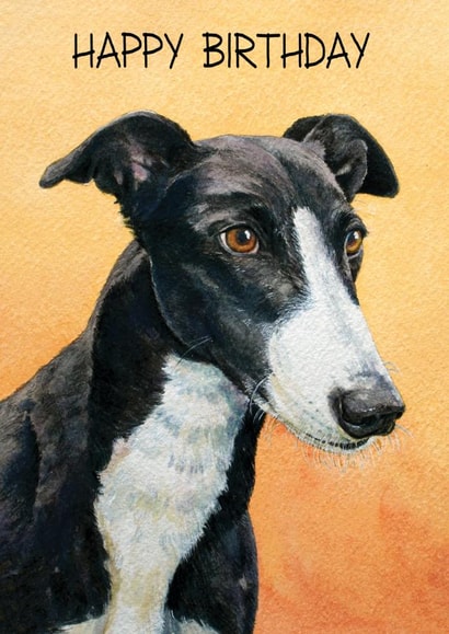 Arty Birthday Card - Greyhound - Painting created by Richard Marsh Art