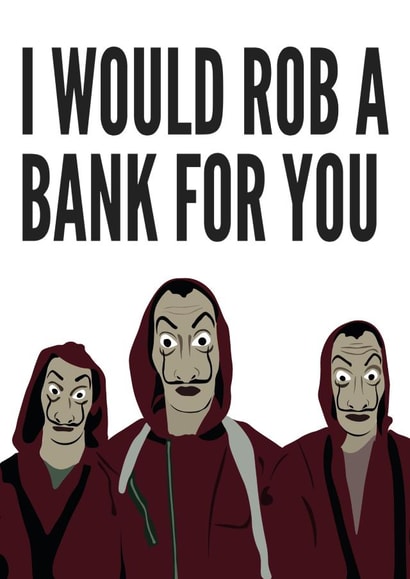 money heist netflix Anniversary Card 42226 created by TEA Designs