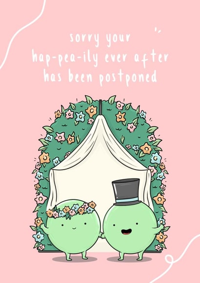 Hap-pea wedding card - pink background created by The Tipsy Turtle