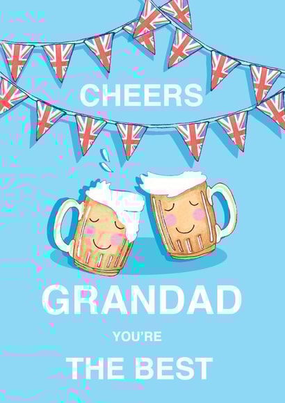 Cute Beer Fathers Day Card - Grandad - Bunting - Cheers grandad You're The Best created by Siobhan at april rose