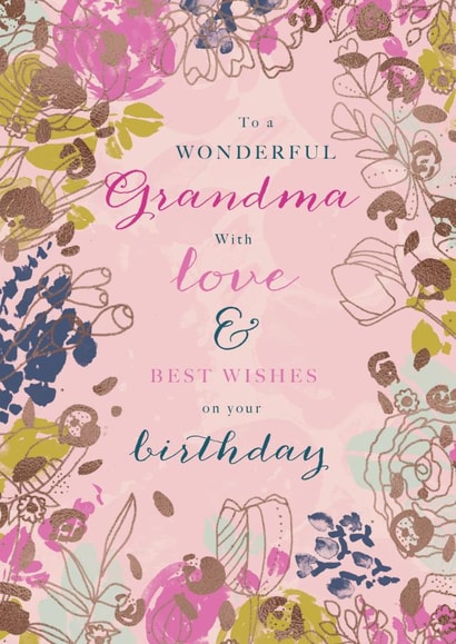 Traditional Birthday Card - For Grandma - Flowers created by Rebecca Prinn