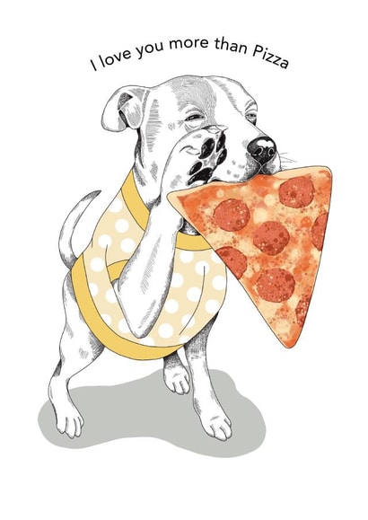 pizza dog Birthday Card 8317 created by Dotty Dog Art