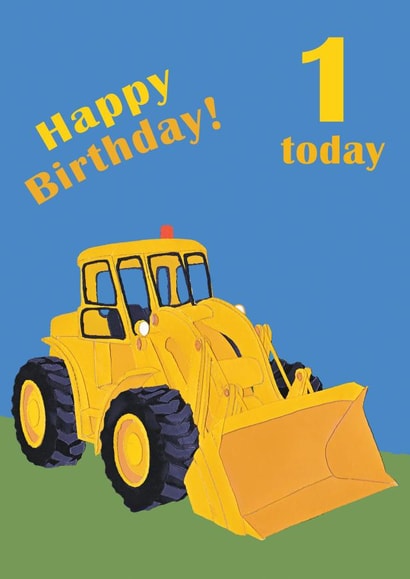 Age 1 birthday digger card created by lovetractors