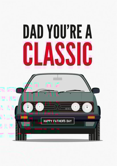 VW Golf GTI Classic Father's Day Card created by Diva Doodle Designs