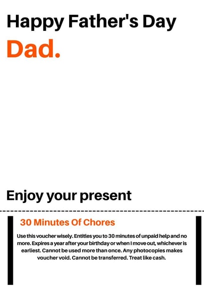 voucher 30 minutes Father's Day Card 43254 created by Hayden B