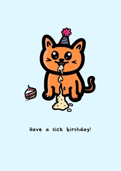 An Urban Slang Cat Birthday Cake Card created by Innabox 