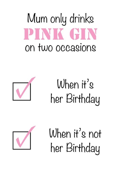 Mum pink gin Birthday card created by Victoria Grace Designs