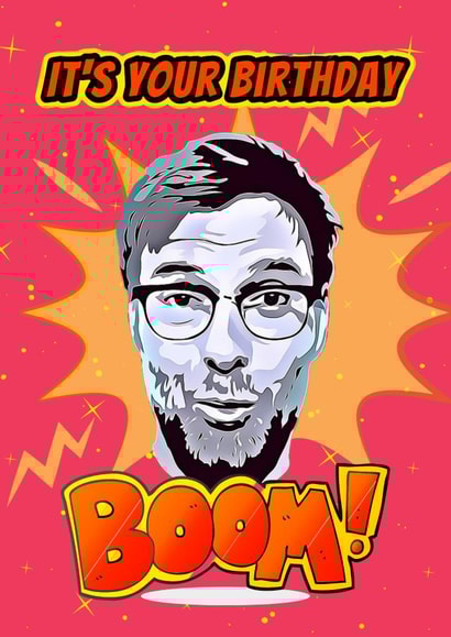 Boom Jurgen Klopp birthday card created by Original Fox Cards
