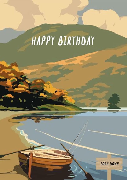 Arty Birthday Card - Boat - Mountains created by Emily McDowall