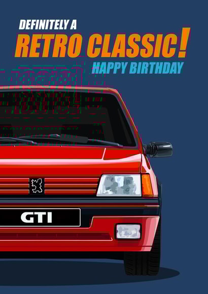 RETRO CLASSIC 205 GTI BIRTHDAY created by RetroMotion Artwork
