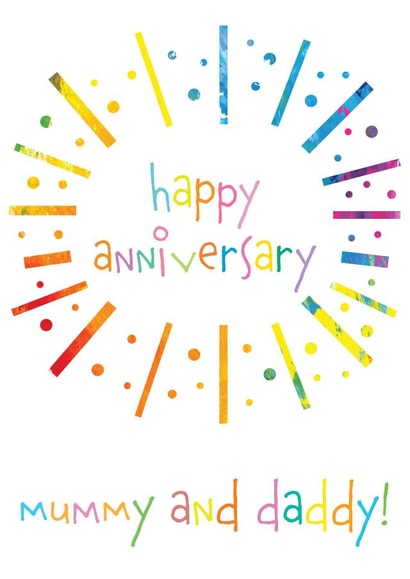 Cute Anniversary Card For Parents - Mummy and Daddy - Colourful Abstract created by size3art
