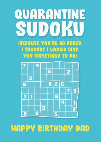 Quarantine sudoku card created by James Steer