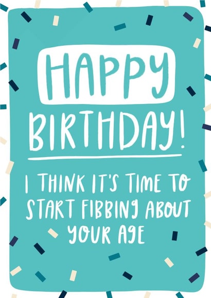 fibbing about your age Birthday Card 18054 created by katie illustrated