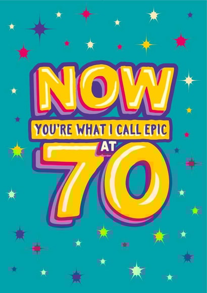 Funny 70th milestone birthday card for him or her. created by The Typecast Gallery