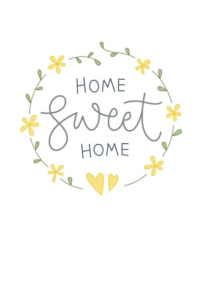 Pretty Floral Wreath New Home Card - Home Sweet Home created by Sweetpea Print Design