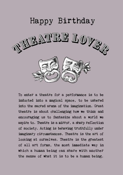 Heartfelt and Classic Birthday Card for Theatre Lovers created by Coulson Macleod