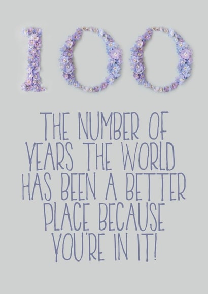 Pretty 100th Birthday Card - For Her - Flowers created by Love Lila Photography