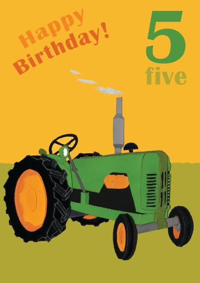 Age 5 tractor birthday card created by lovetractors