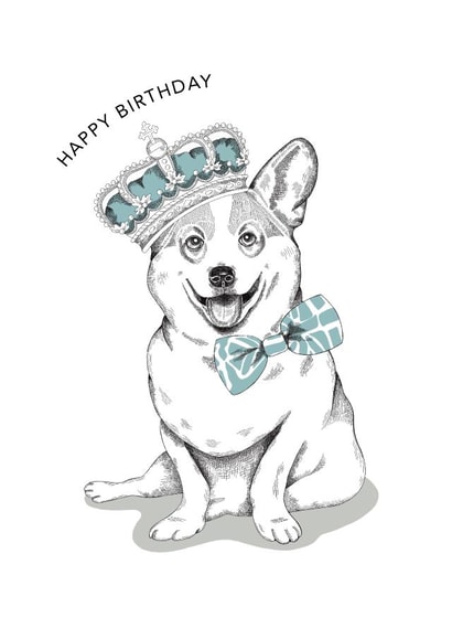 queen corgi Birthday Card 8319 created by Dotty Dog Art