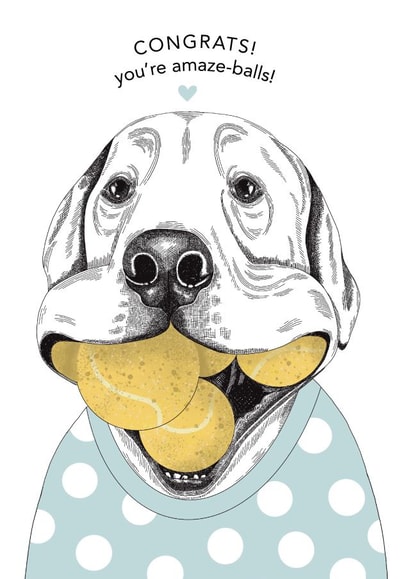 balls dog Congratulations Card 8320 created by Dotty Dog Art