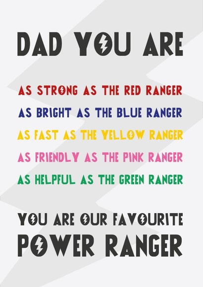 Power Rangers Dad Father's Day Card 38847 created by Lew