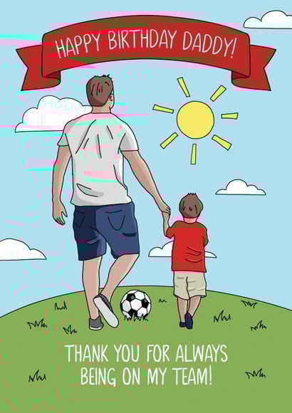 Cute football Daddy Birthday card created by Evie Garnett Designs