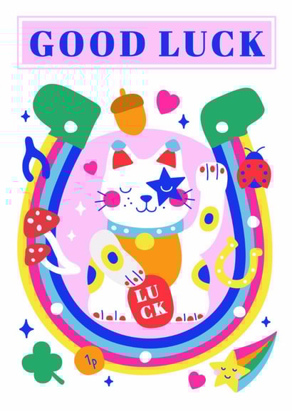 Good Luck Colourful Cat Card created by Creative Joy