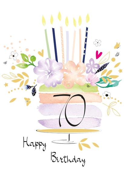 Classic 70th Birthday Card - Cake - Floral created by SABIVO Design by Sabina