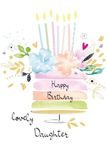 Daughter Birthday Floral Cake Card created by SABIVO Design by Sabina