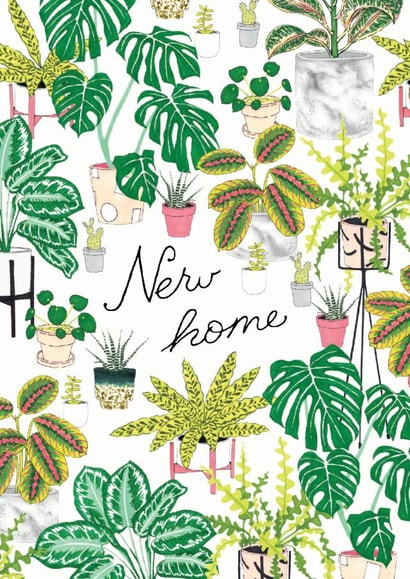 Pretty House Plants New Home Card - New Home created by Jacqueline Colley