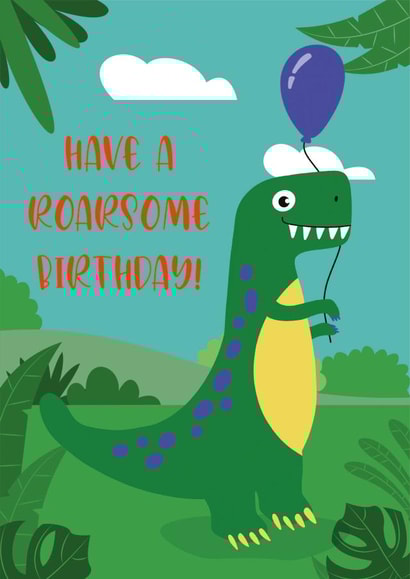 Dinosaur Cartoon Birthday Card 16405 created by Created by joy