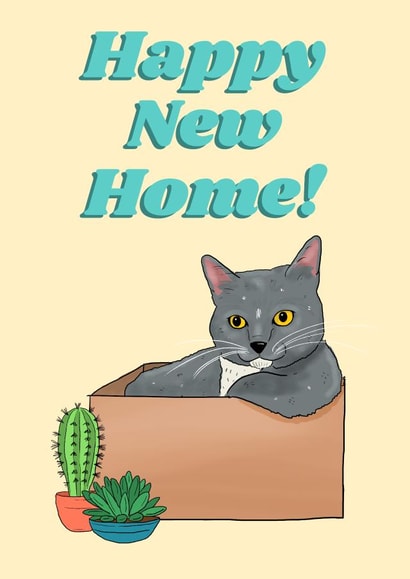 Cute Cat In The Box New Home Card - Happy New Home created by The Queer Store