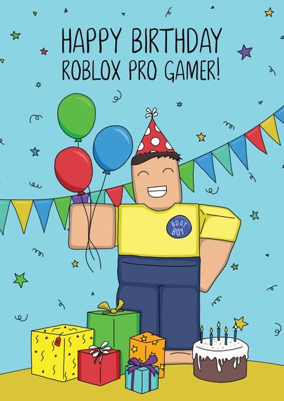 Roblox pro gamer birthday card created by Evie Garnett Designs