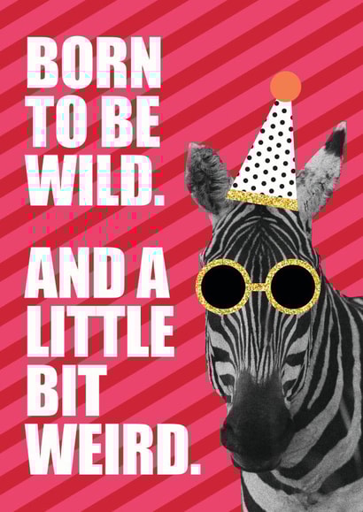 born to be wild zebra Birthday Card 18352 created by Lamb & Bear Creative