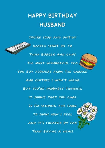 poem husband Birthday Card 17917 created by Jenny Bowman