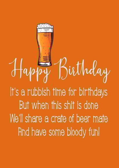 beer poem Birthday Card 42633 created by Jenny Bowman