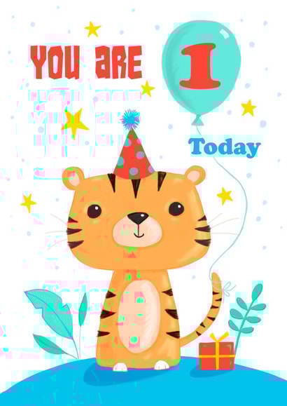 Children's age 1 Cute Tiger Birthday card created by Dale Simpson