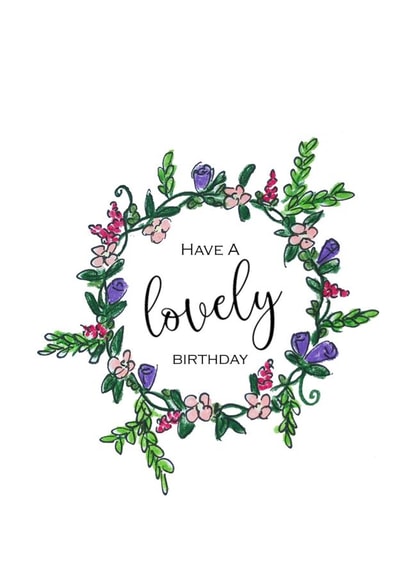 lovely floral wreath Birthday Card 19121 created by JMountford Art